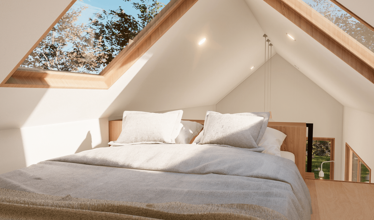 Tiny house Ƅedrooм loft with skylights