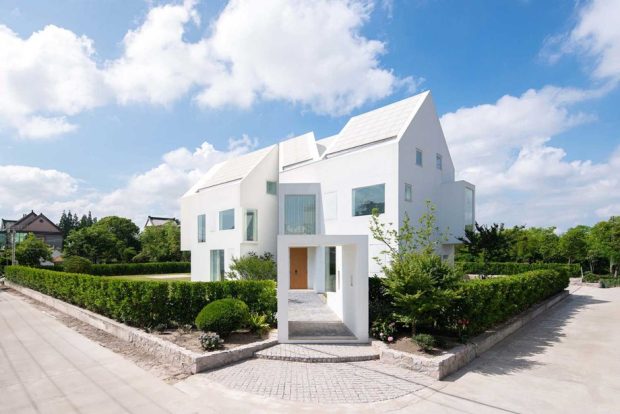 White modern barn style house