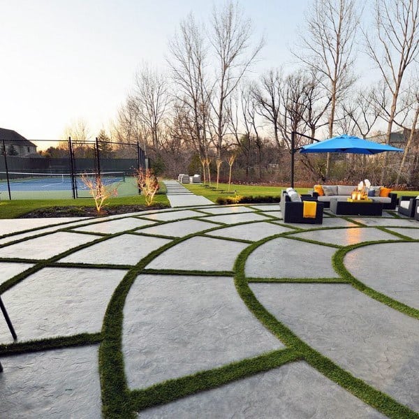Unique Concrete Slab Modern Cool Backyard Ideas With Tennis Court